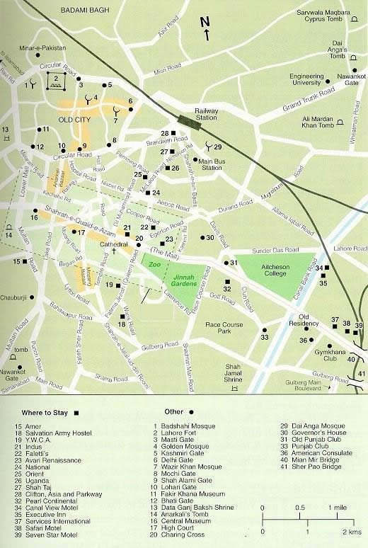 downtown map of lahore